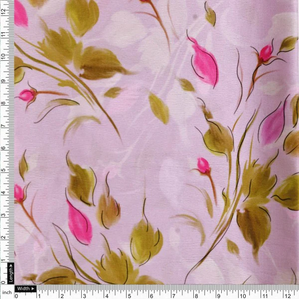 Lavender Floral Printed Polyester Fabric for Dresses & Tops - Image 4