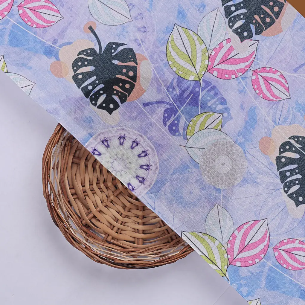 Lavender Tropical & Mandala Print Chinon Fabric - Image 3