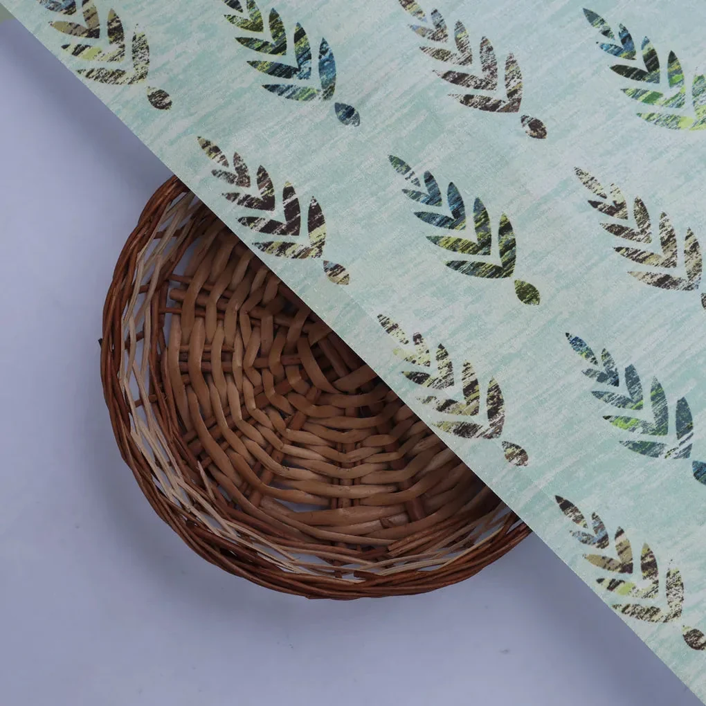 Leaf Print Satin Fabric - Image 2