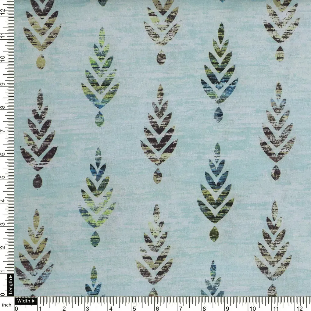 Leaf Print Satin Fabric - Image 4
