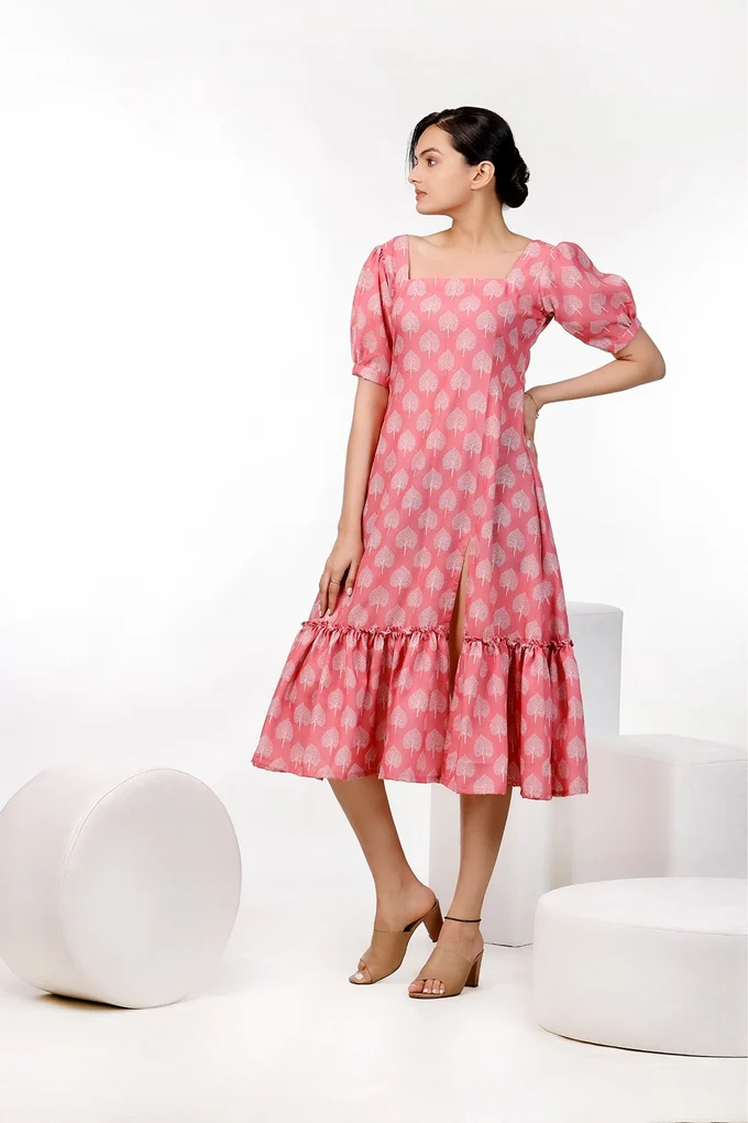 Leaves Design Printed Dress - Image 3