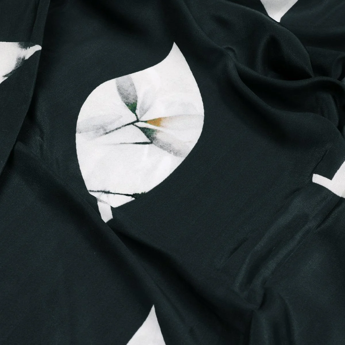 Leaves Print On Dark Grey Base Digital Printed Fabric - Image 3