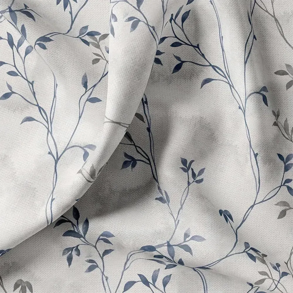 Leaves Vines Over Dusty Grey Base Digital Printed Fabric - Image 3