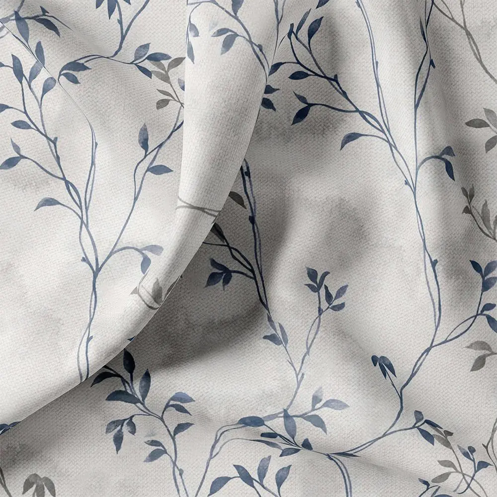 Leaves Vines Over Dusty Grey Base Digital Printed Fabric - Image 3