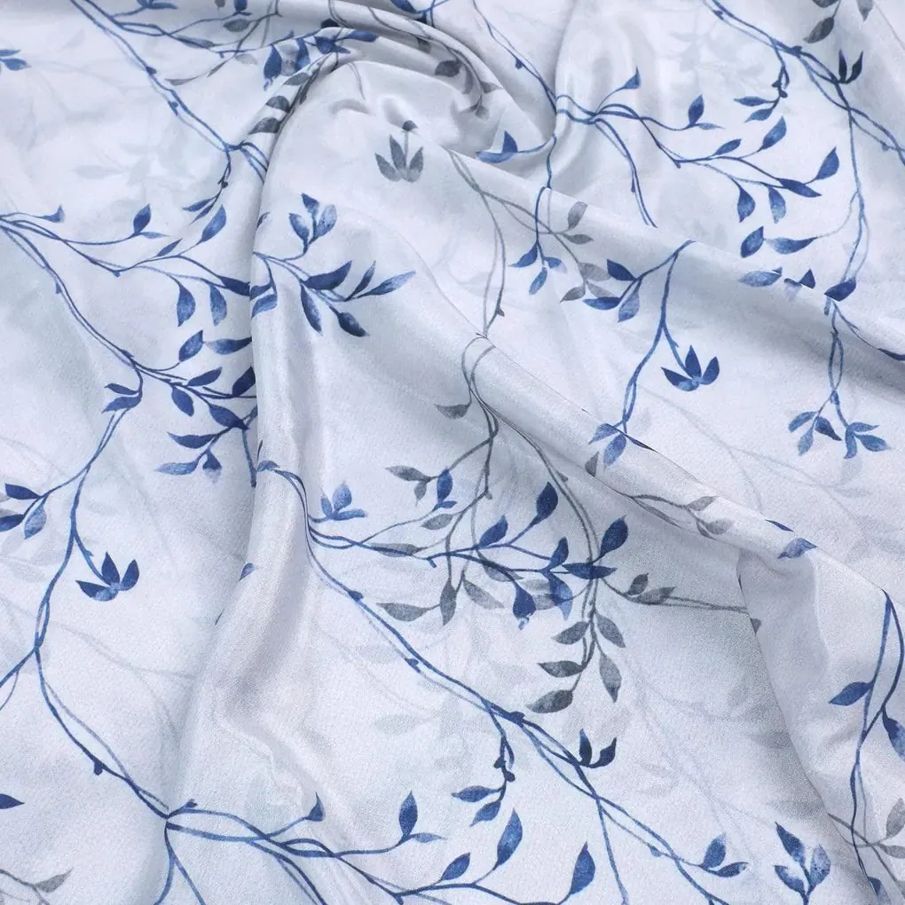 Leaves Vines Over Dusty Grey Base Digital Printed Fabric - Image 3