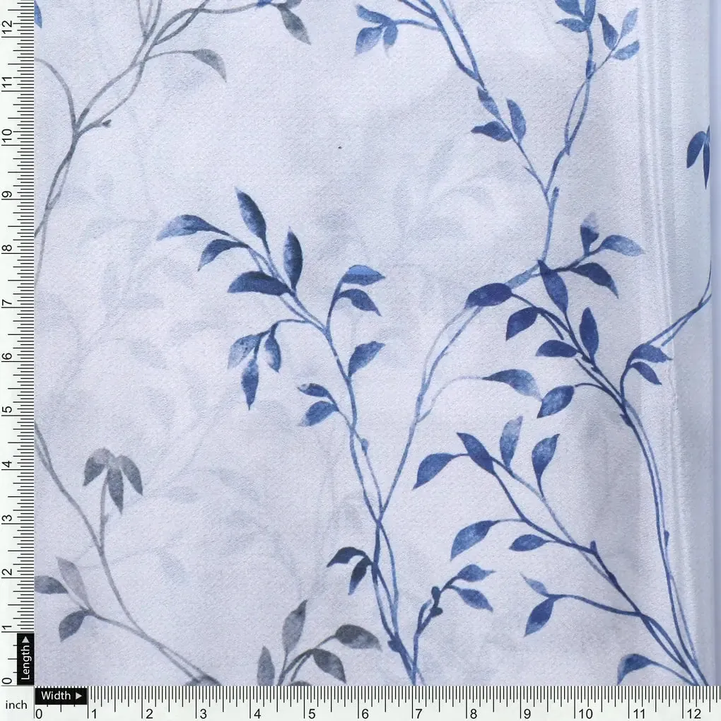 Leaves Vines Over Dusty Grey Base Digital Printed Fabric - Image 4
