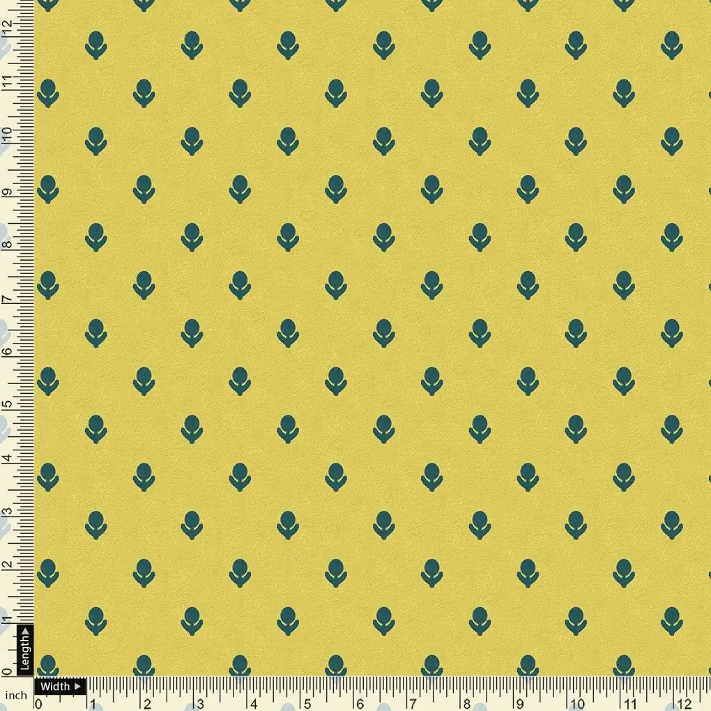Lemon Yellow Small And Single Motif Allover Digital Printed Fabric - Image 4