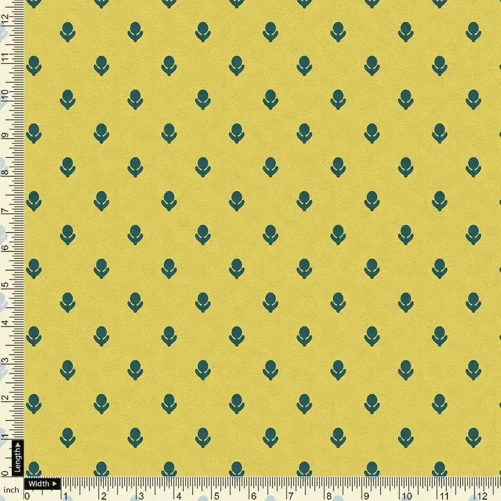 Lemon Yellow Small And Single Motif Allover Digital Printed Fabric - Pure Georgette - Image 4