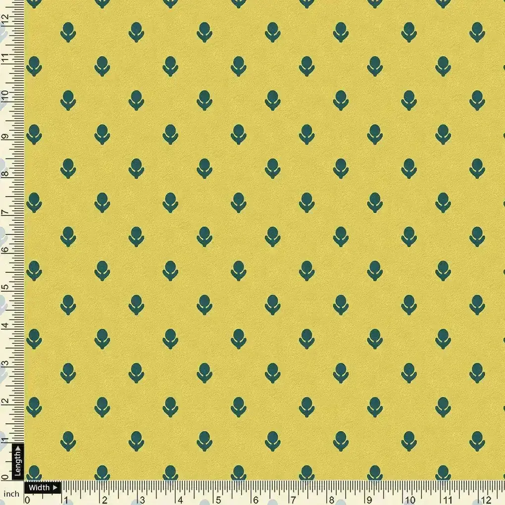 Lemon Yellow Small And Single Motif Allover Digital Printed Fabric - Weightless - Image 4