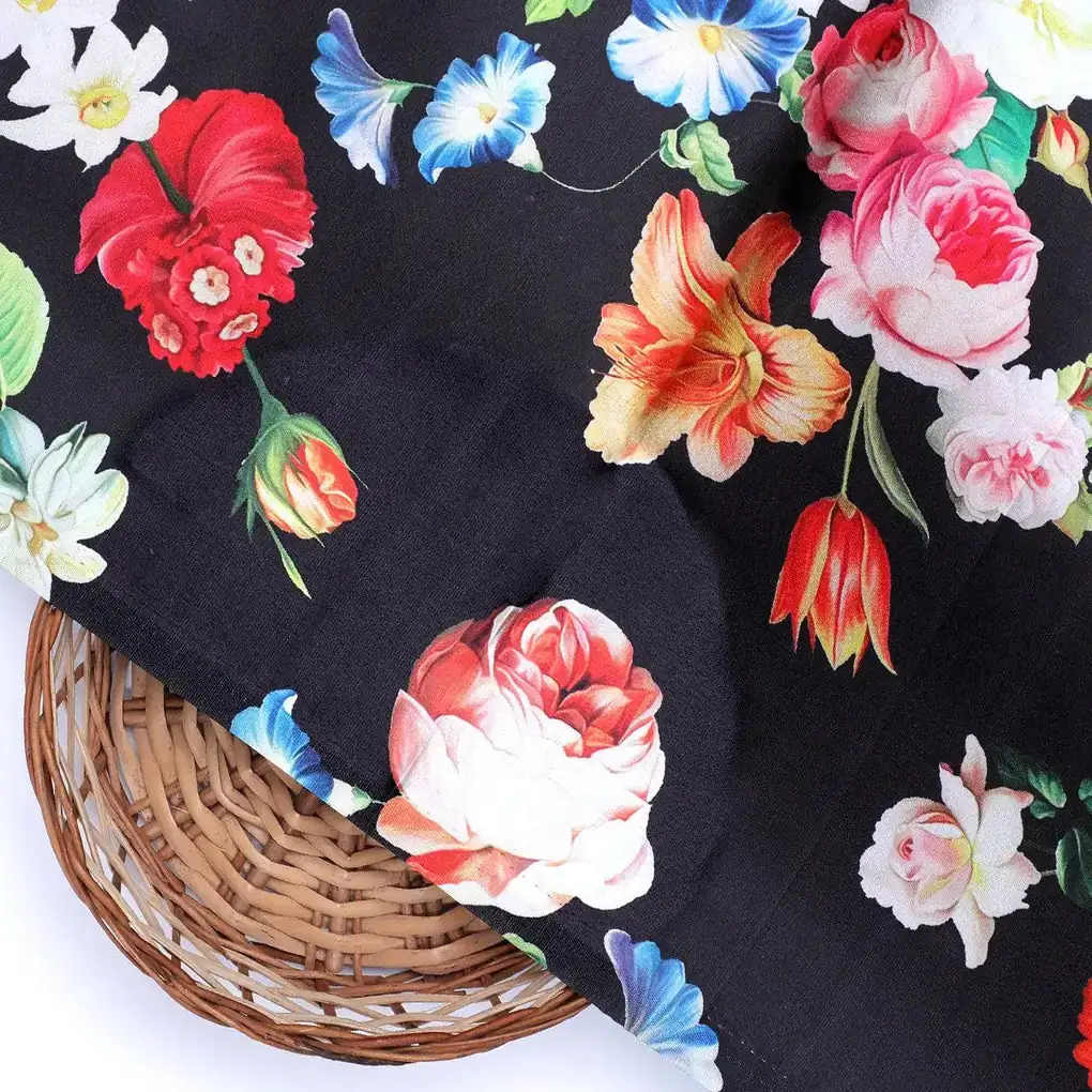 Liberty Small Floral Flower Digital Printed Fabric - Japan Satin - Image 2