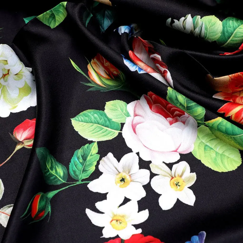 Liberty Small Floral Flower Digital Printed Fabric - Japan Satin - Image 3