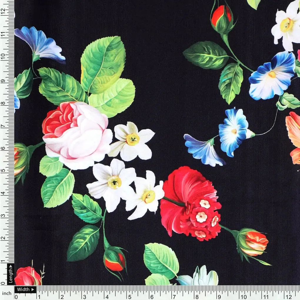 Liberty Small Floral Flower Digital Printed Fabric - Japan Satin - Image 4