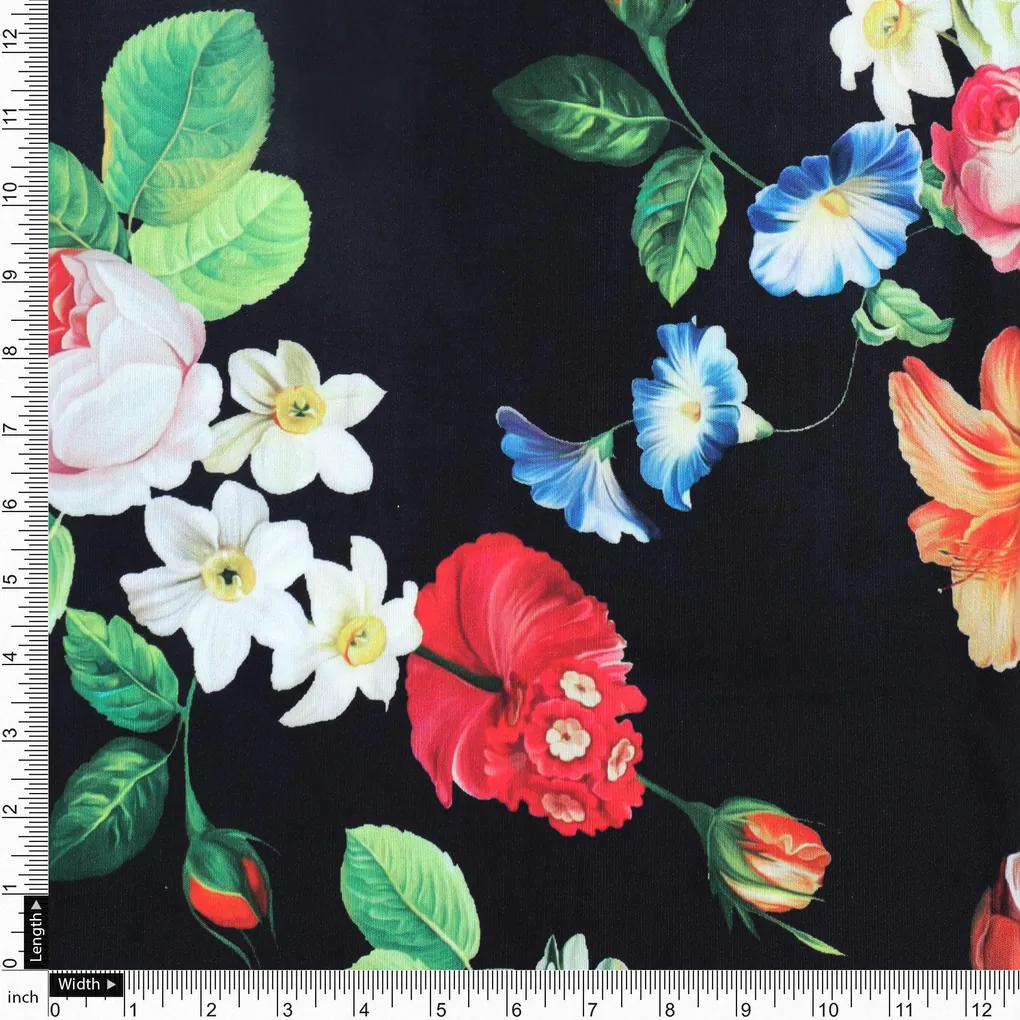 Liberty Small Floral Flower Digital Printed Fabric - Muslin - Image 4