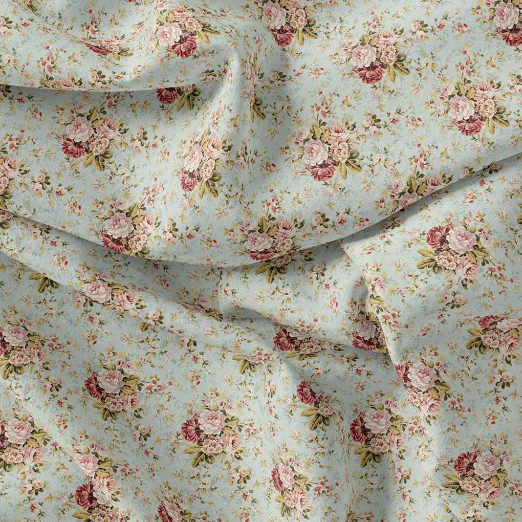 Light Mint Flower Weightless Printed Fabric - Image 4
