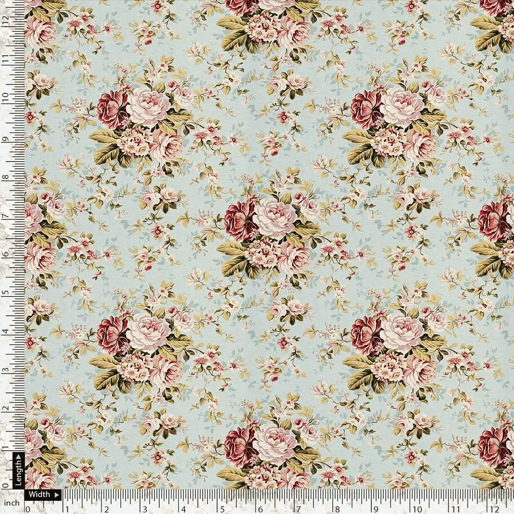 Light Mint Flower Weightless Printed Fabric - Image 5
