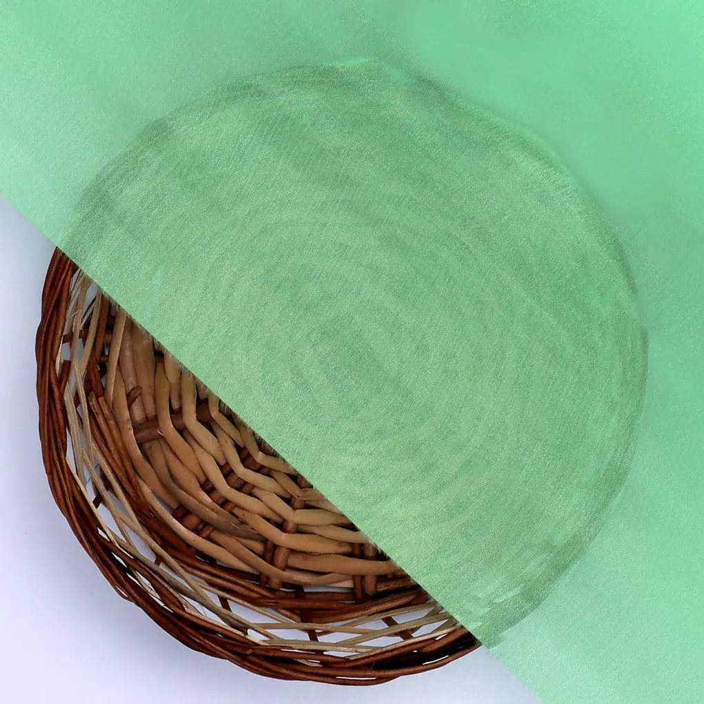 Light Parrot Colour Pure Chinon Plain Dyed Fabric - Image 2