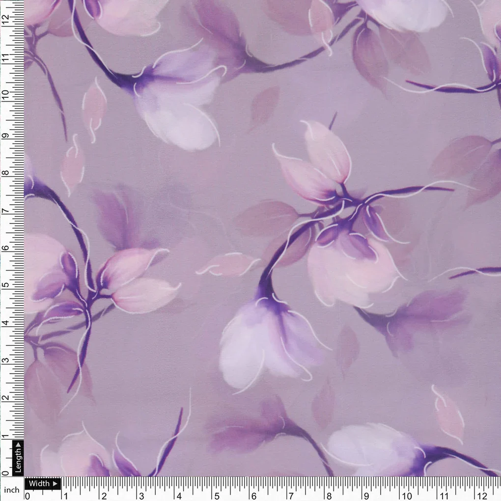 Light Purple Floral French Crepe - Image 4