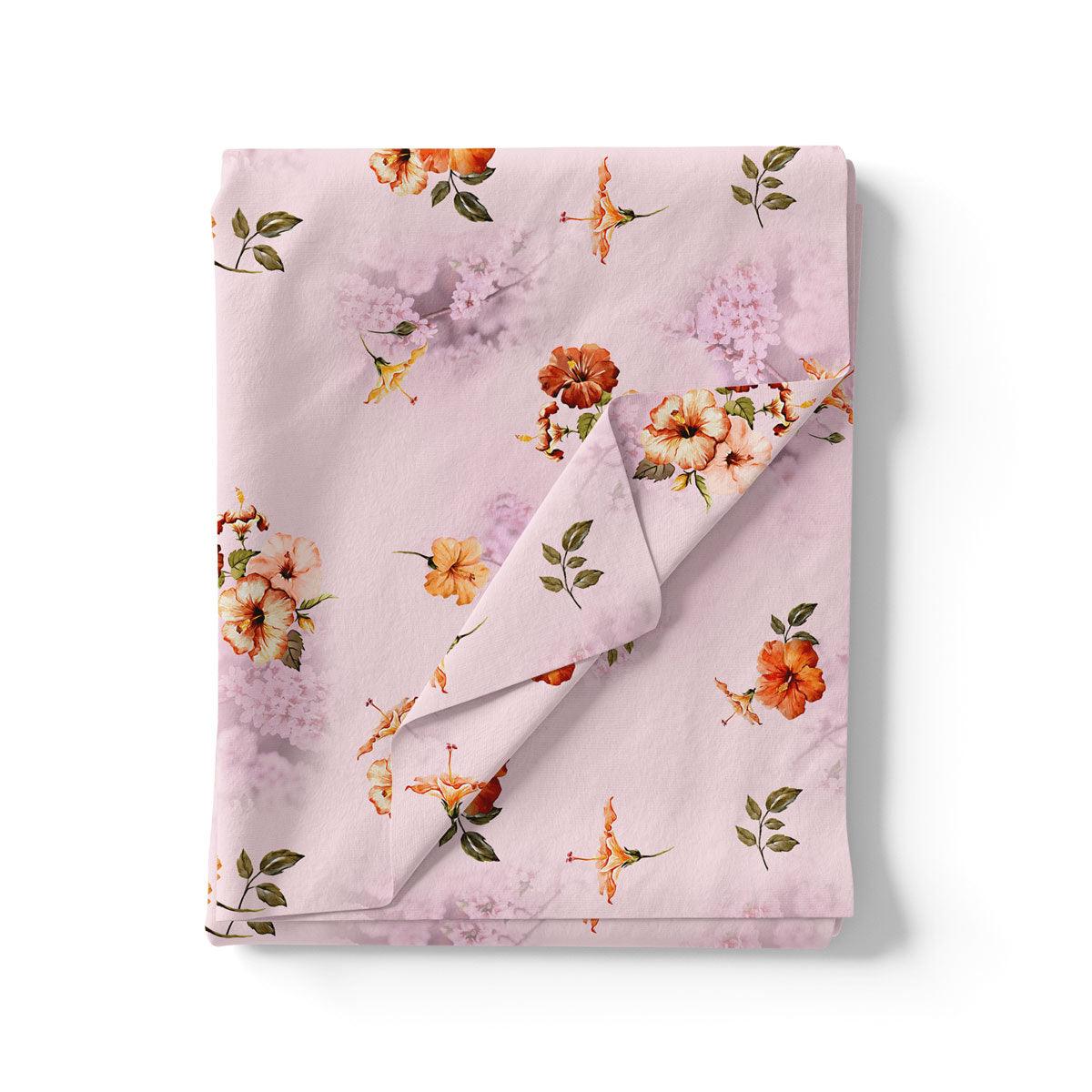 Light Purple Flower Japan Satin Printed Fabric - Image 3