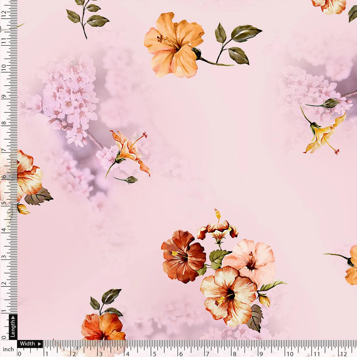 Light Purple Flower Japan Satin Printed Fabric - Image 5