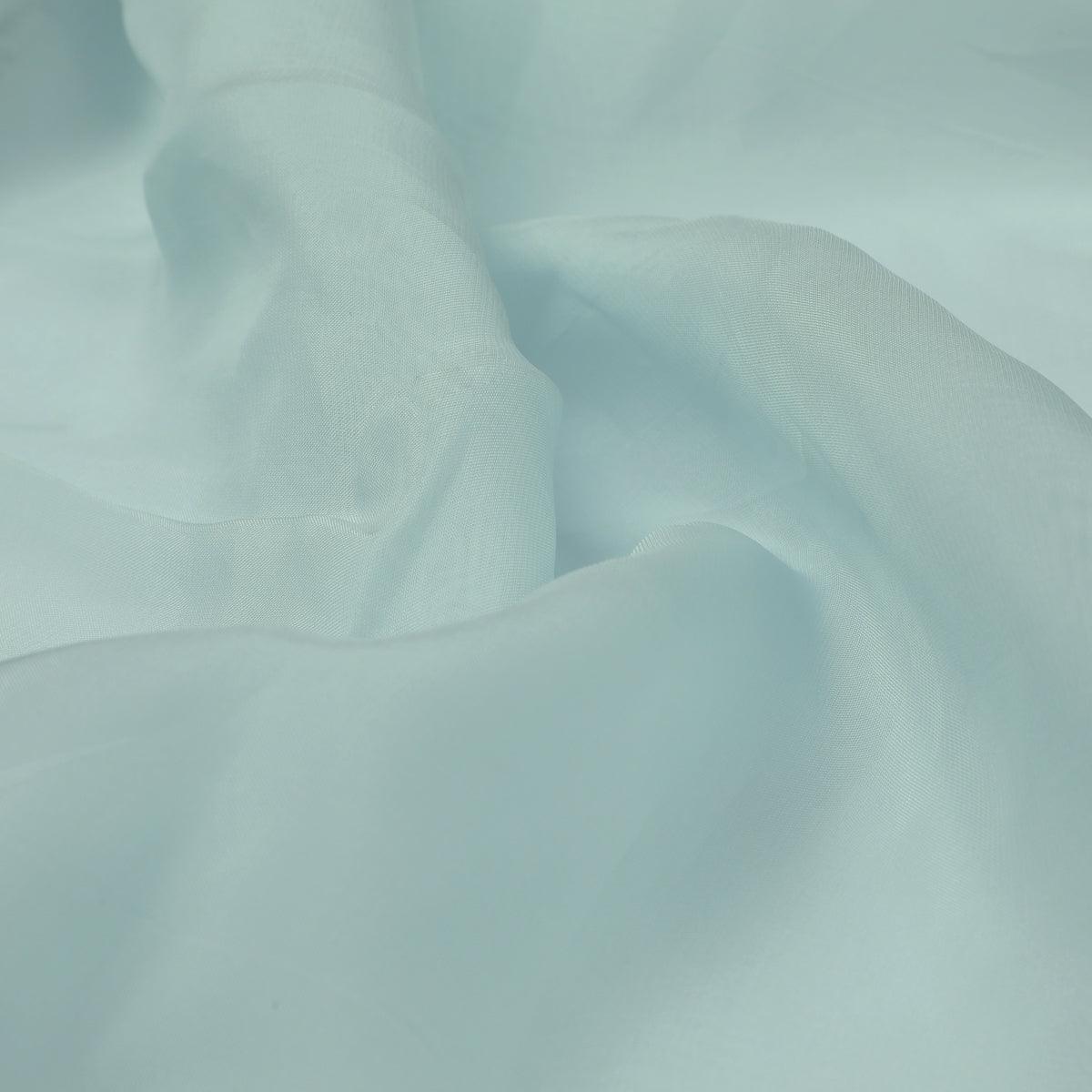 Light-Sky Blue Colour Pure Organza Plain Dyed Fabric - Image 3