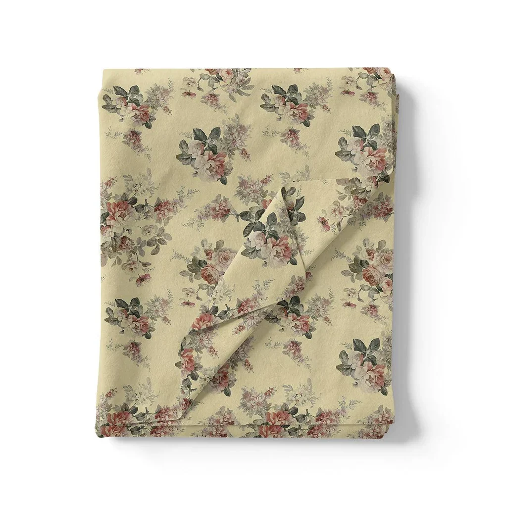 Light Tan Flower Weightless Printed Fabric - Image 3