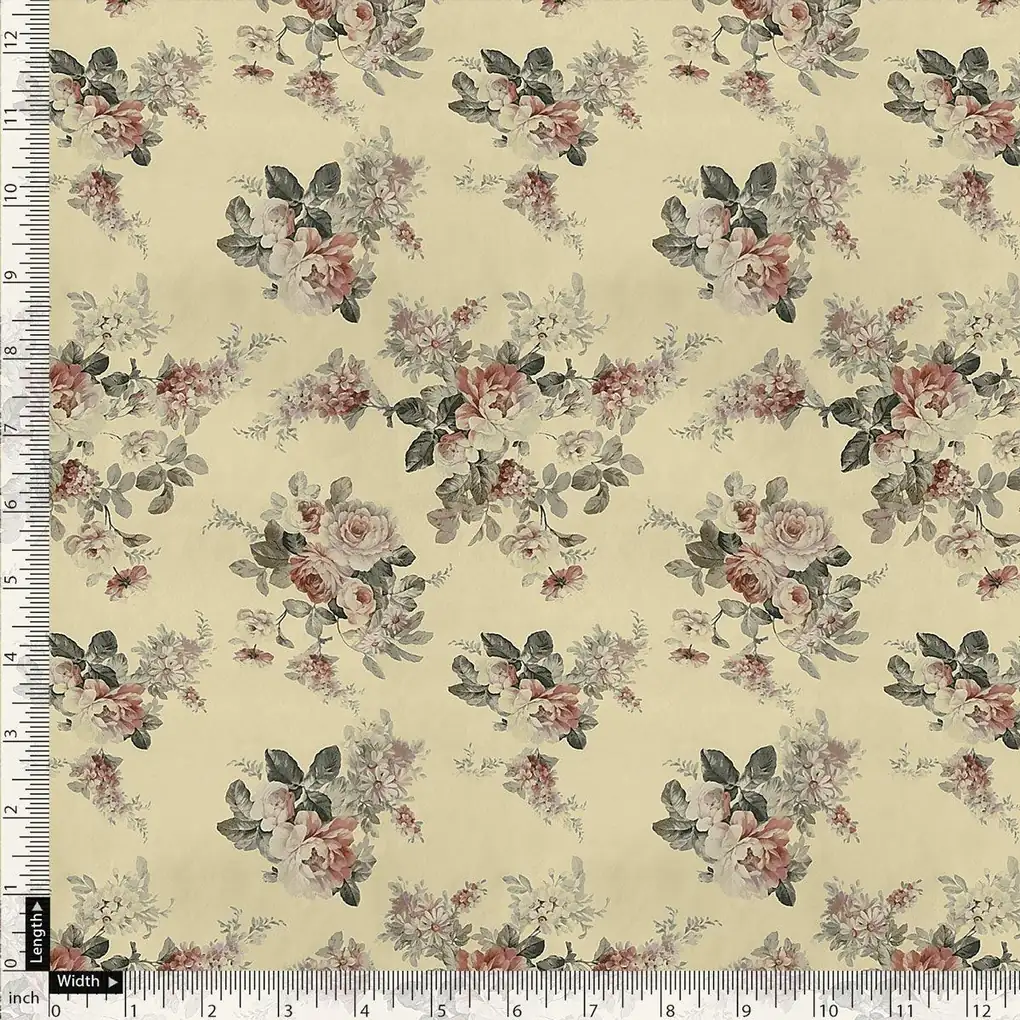 Light Tan Flower Weightless Printed Fabric - Image 5