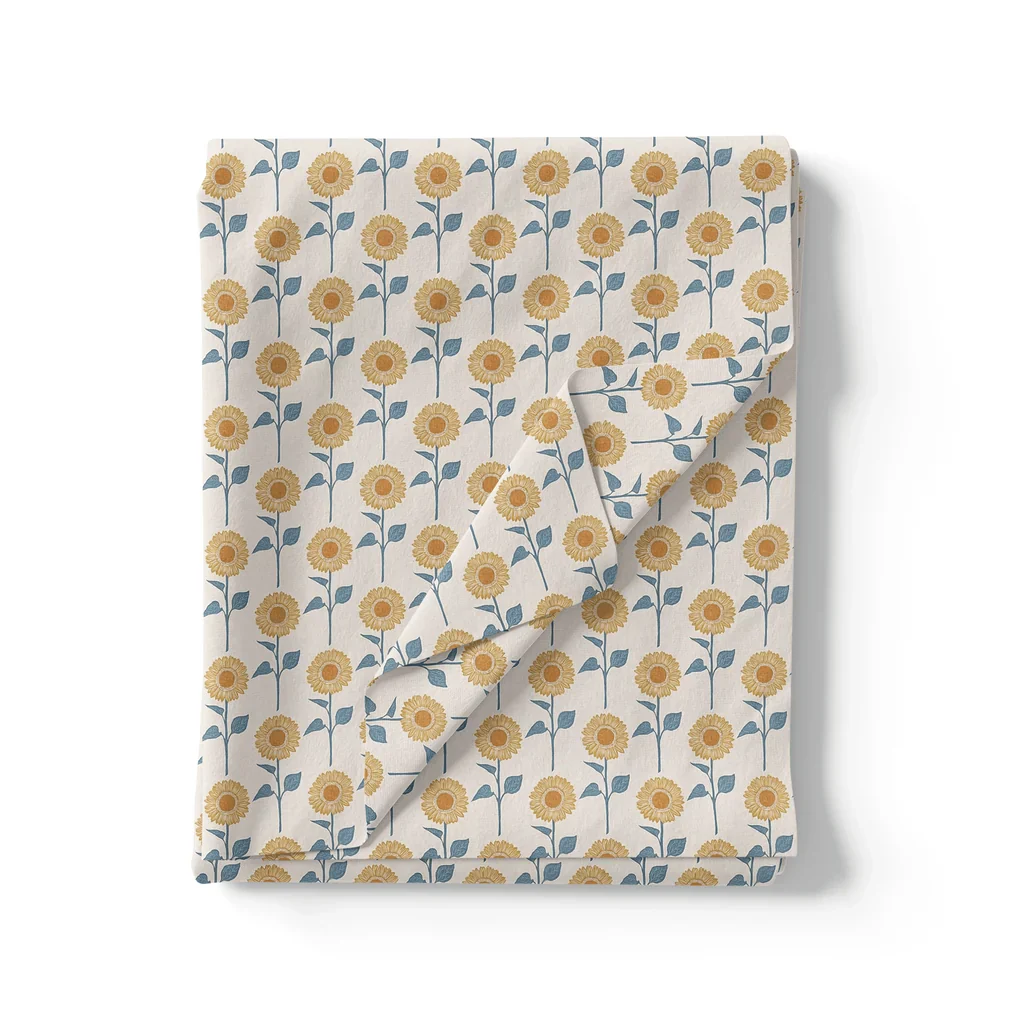 Peach Floral Pure Cotton Printed Fabric Material - Image 3