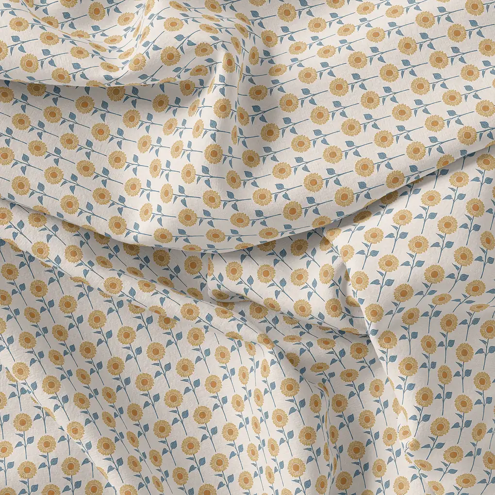 Peach Floral Pure Cotton Printed Fabric Material - Image 4