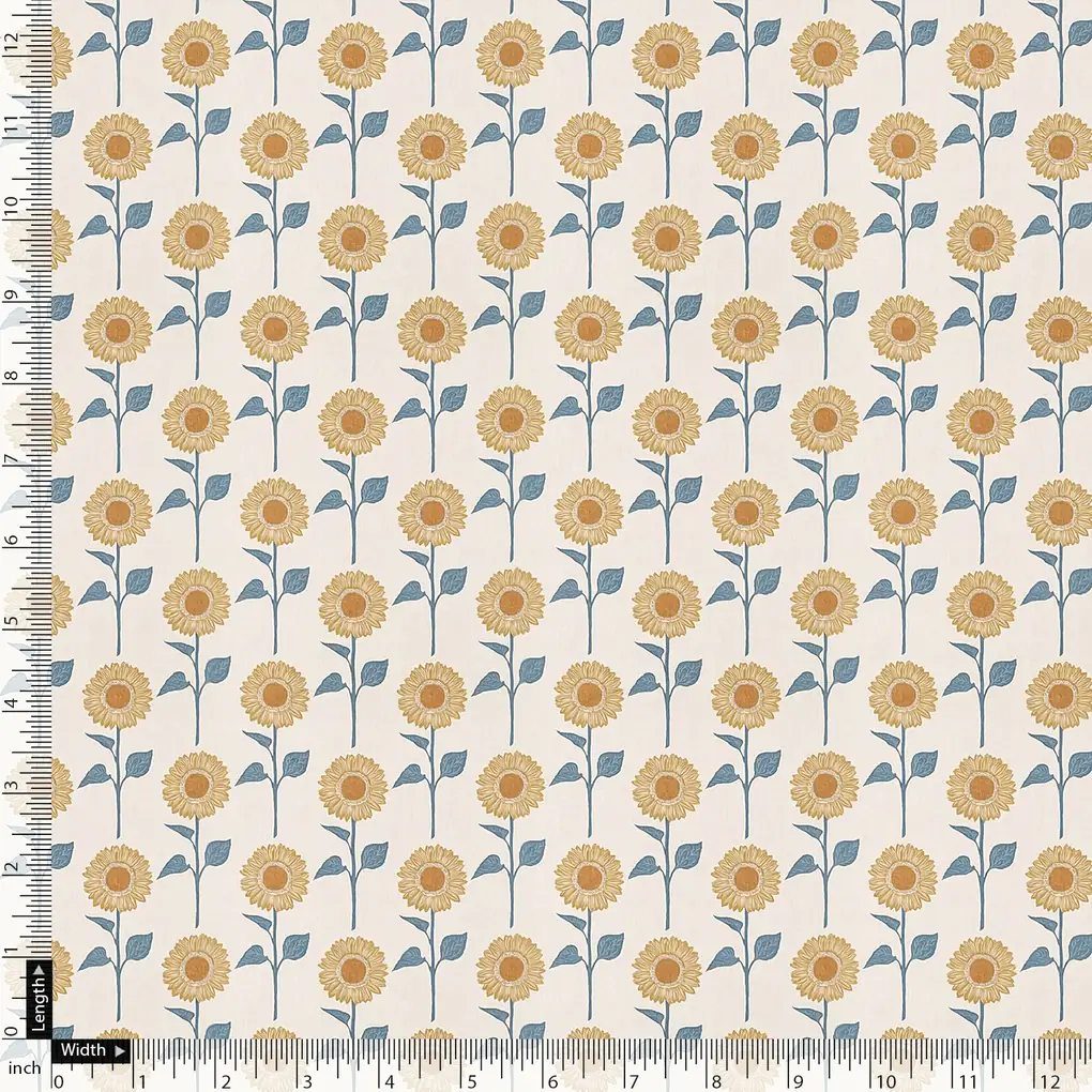 Peach Floral Pure Cotton Printed Fabric Material - Image 5