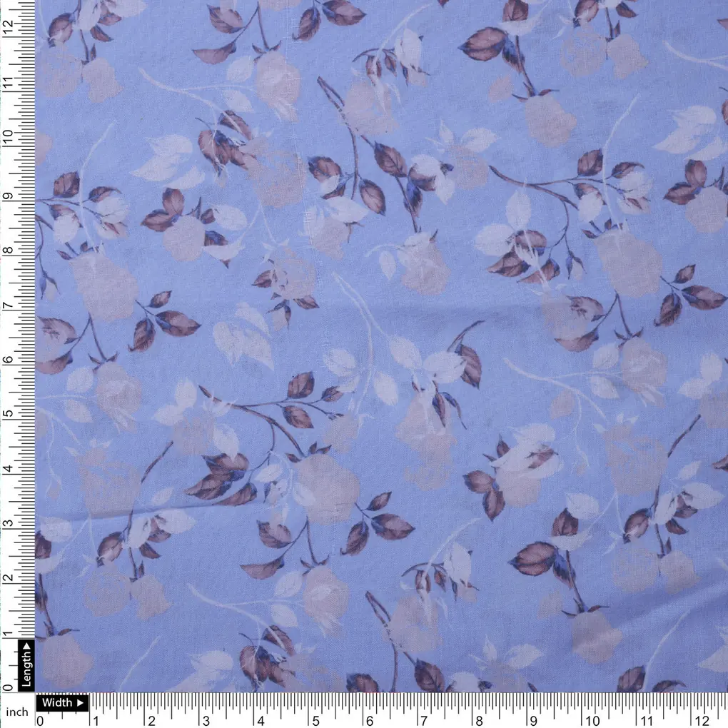 Lilac Floral Printed Linen Fabric - Image 4