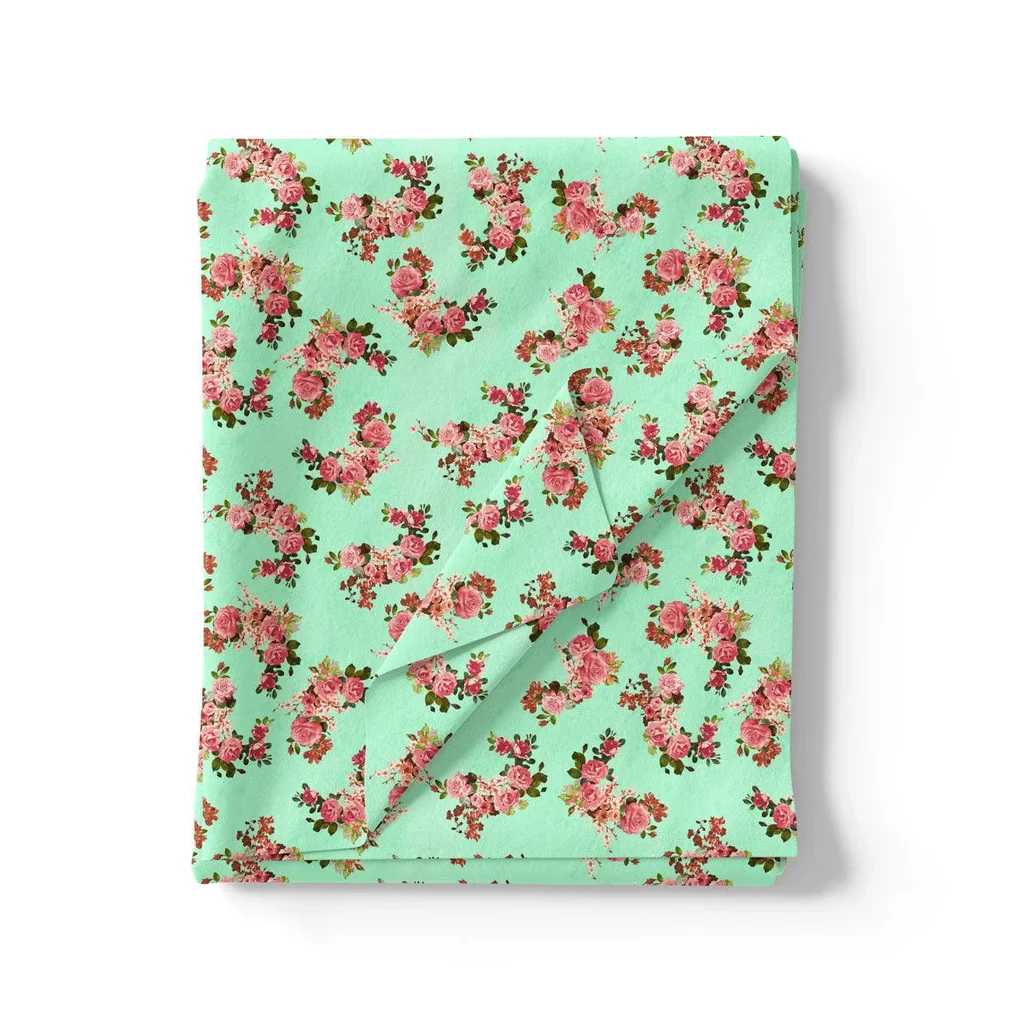 Lime Flower Pashmina Printed Fabric - Image 3