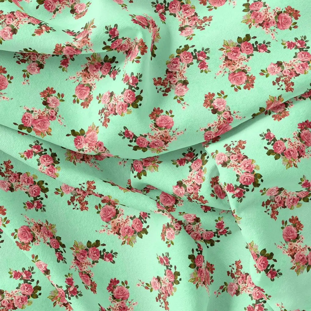 Lime Flower Pashmina Printed Fabric - Image 4