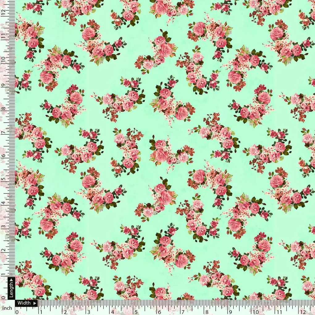 Lime Flower Pashmina Printed Fabric - Image 5