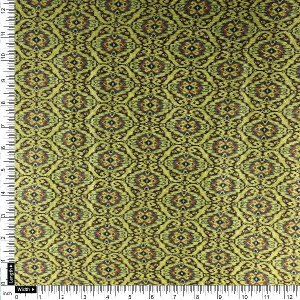 Lime Green Chinon Fabric with Damask Print - Image 4