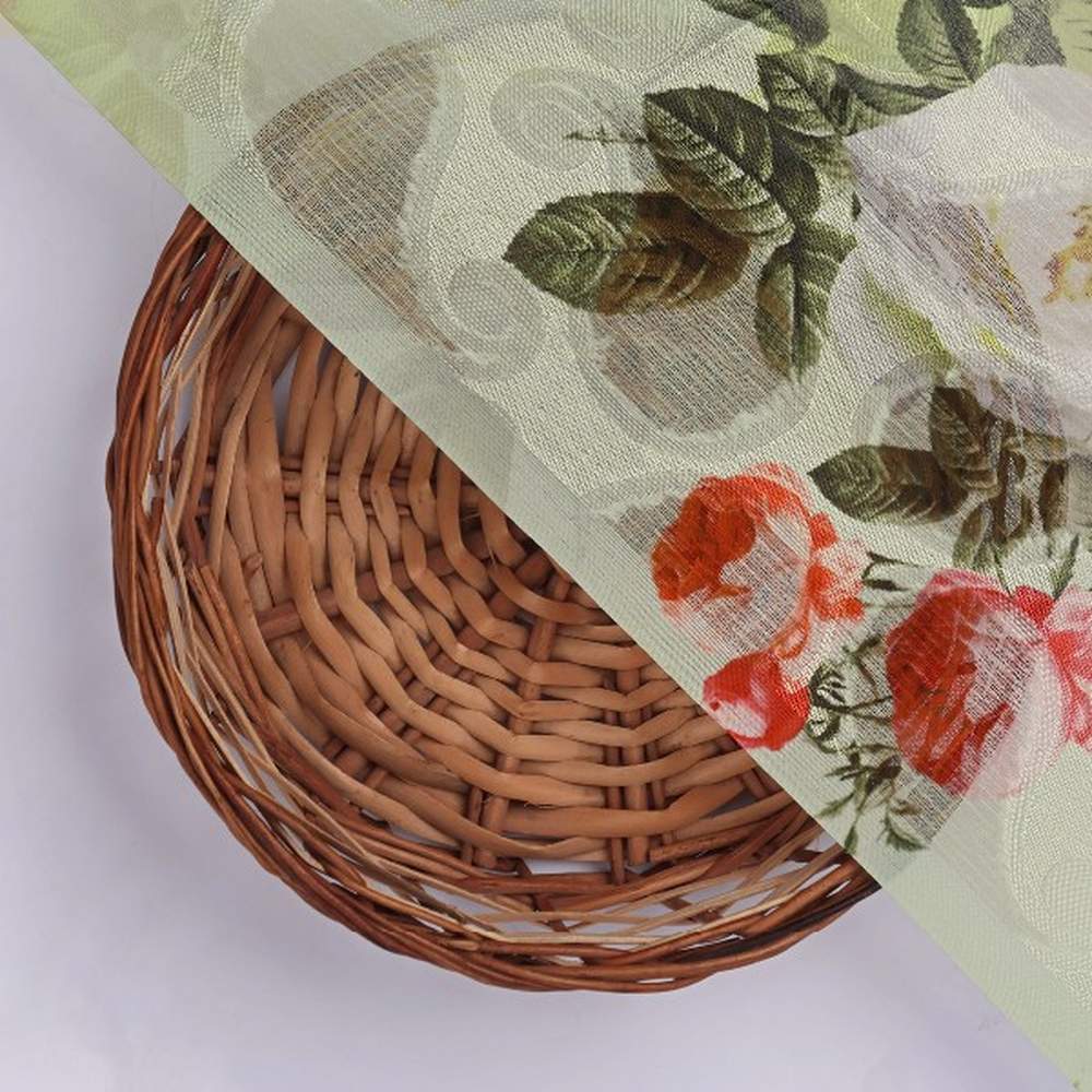 Lime Green Floral and Paisley Print Brasso Fabric - Image 3