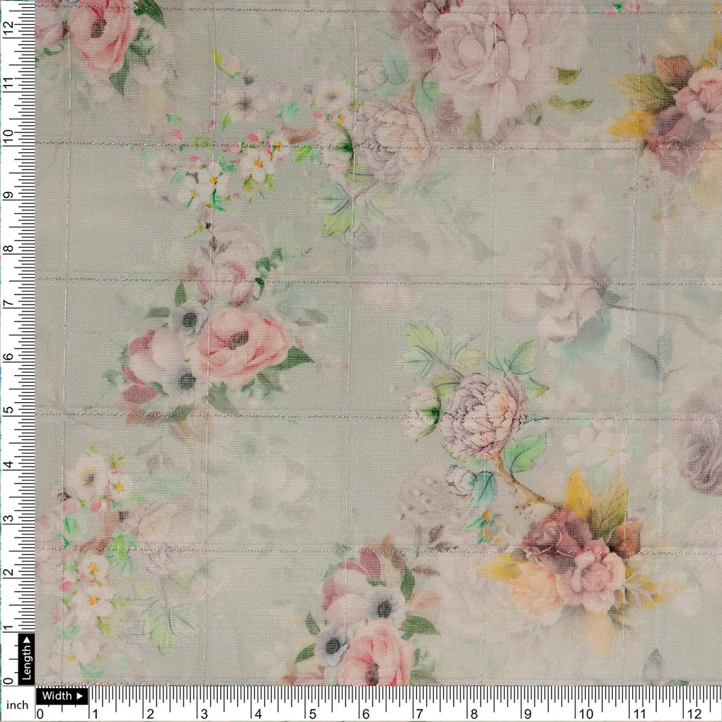 FAB VOGUE Studio Linen Digital Printed Fabric - Floral Pattern, Polyester, 44 Inch - Image 4