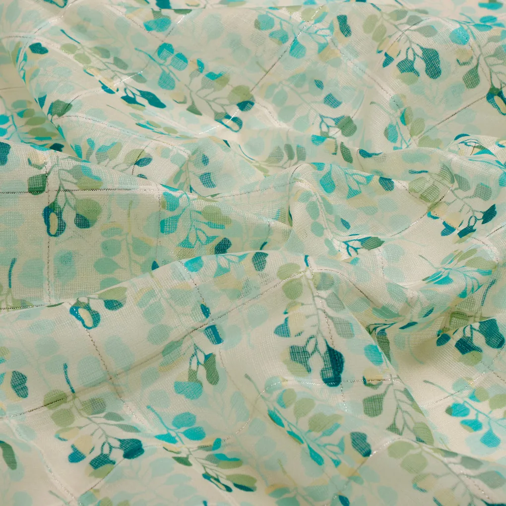 FAB VOGUE Studio Linen Digital Printed Polyester Fabric - White & Blue Floral - Image 3