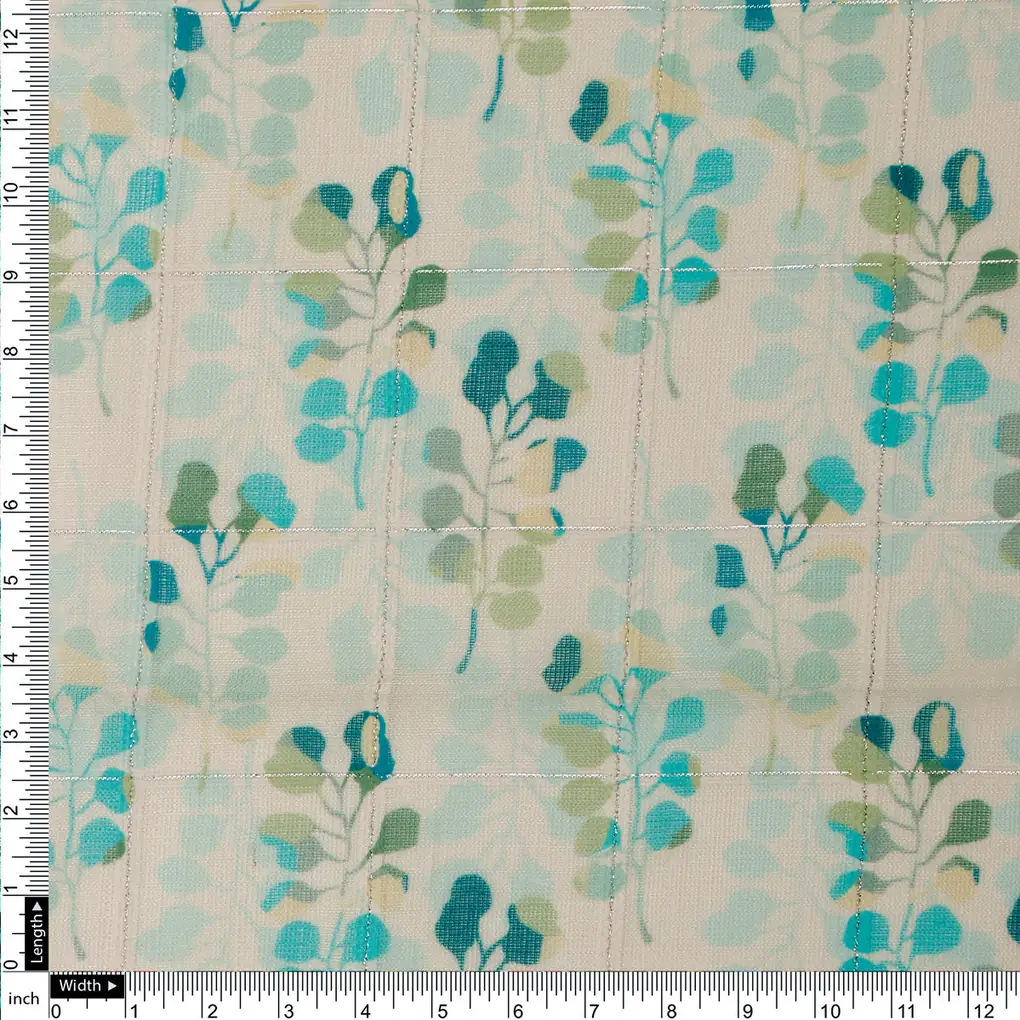 FAB VOGUE Studio Linen Digital Printed Polyester Fabric - White & Blue Floral - Image 4