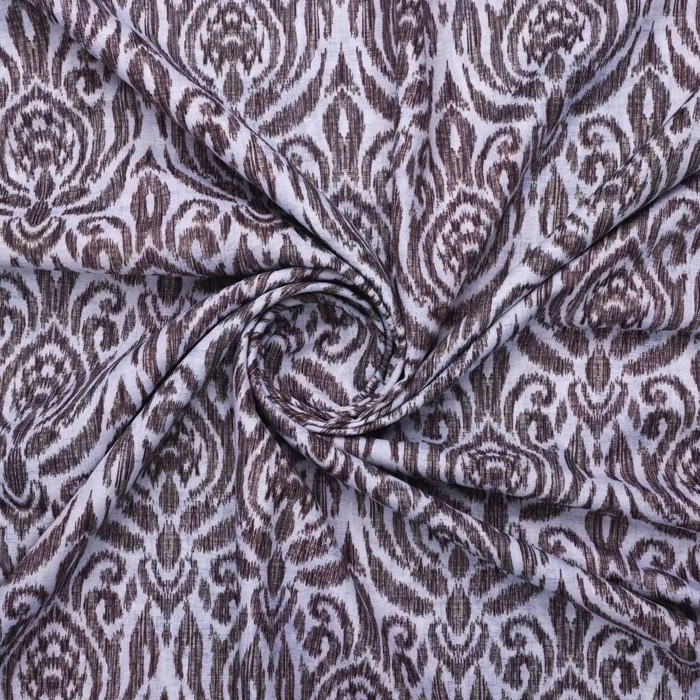 Linen Fabric with Damask Print - Image 3