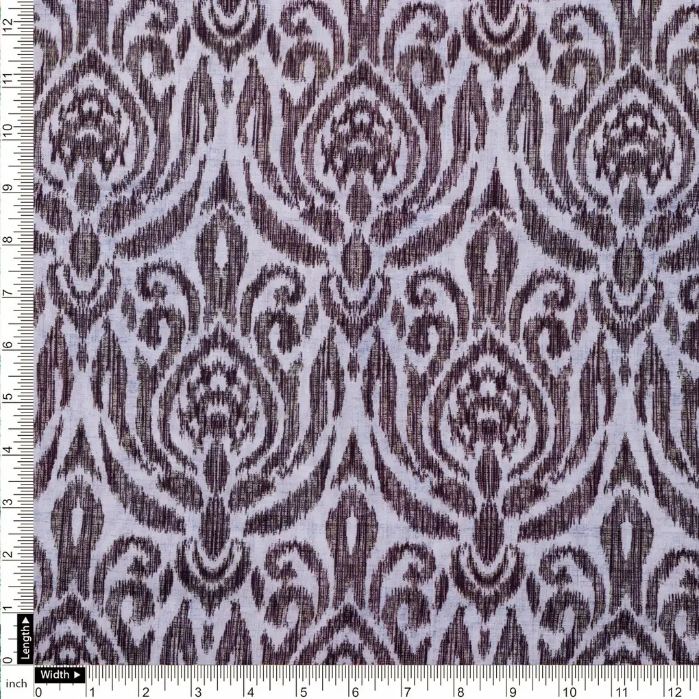 Linen Fabric with Damask Print - Image 4