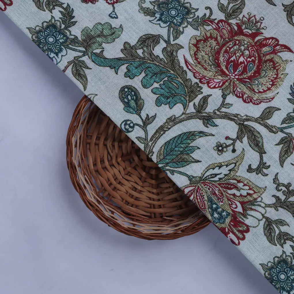 Linen Fabric with Floral Print - Image 2