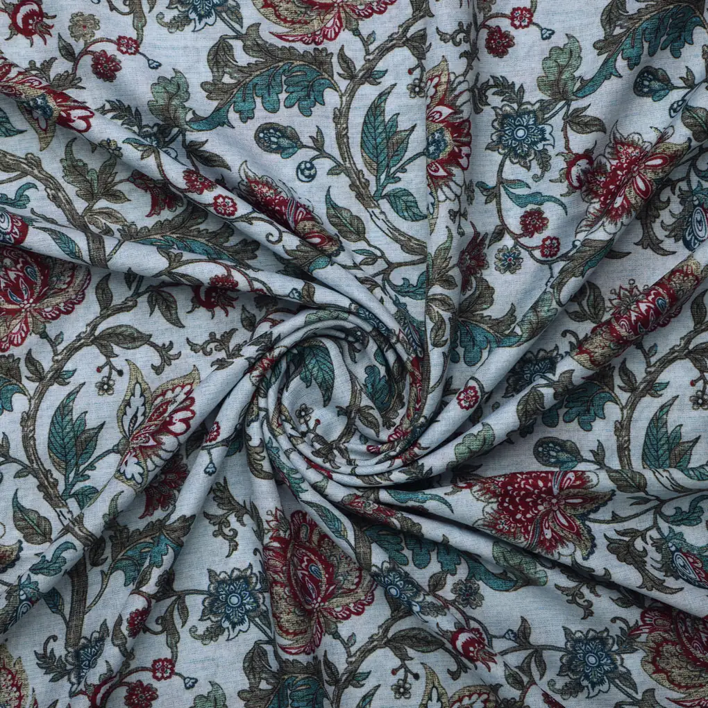 Linen Fabric with Floral Print - Image 3