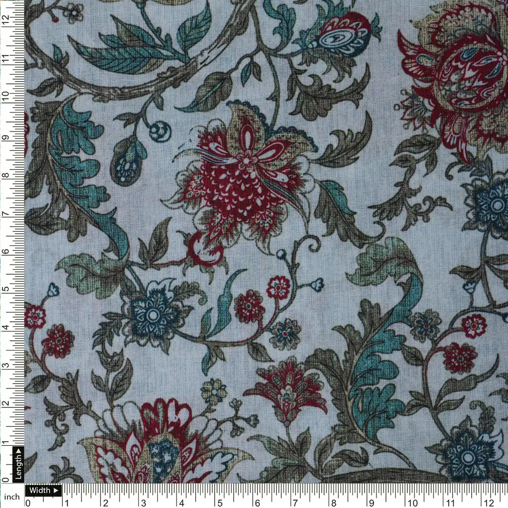 Linen Fabric with Floral Print - Image 4