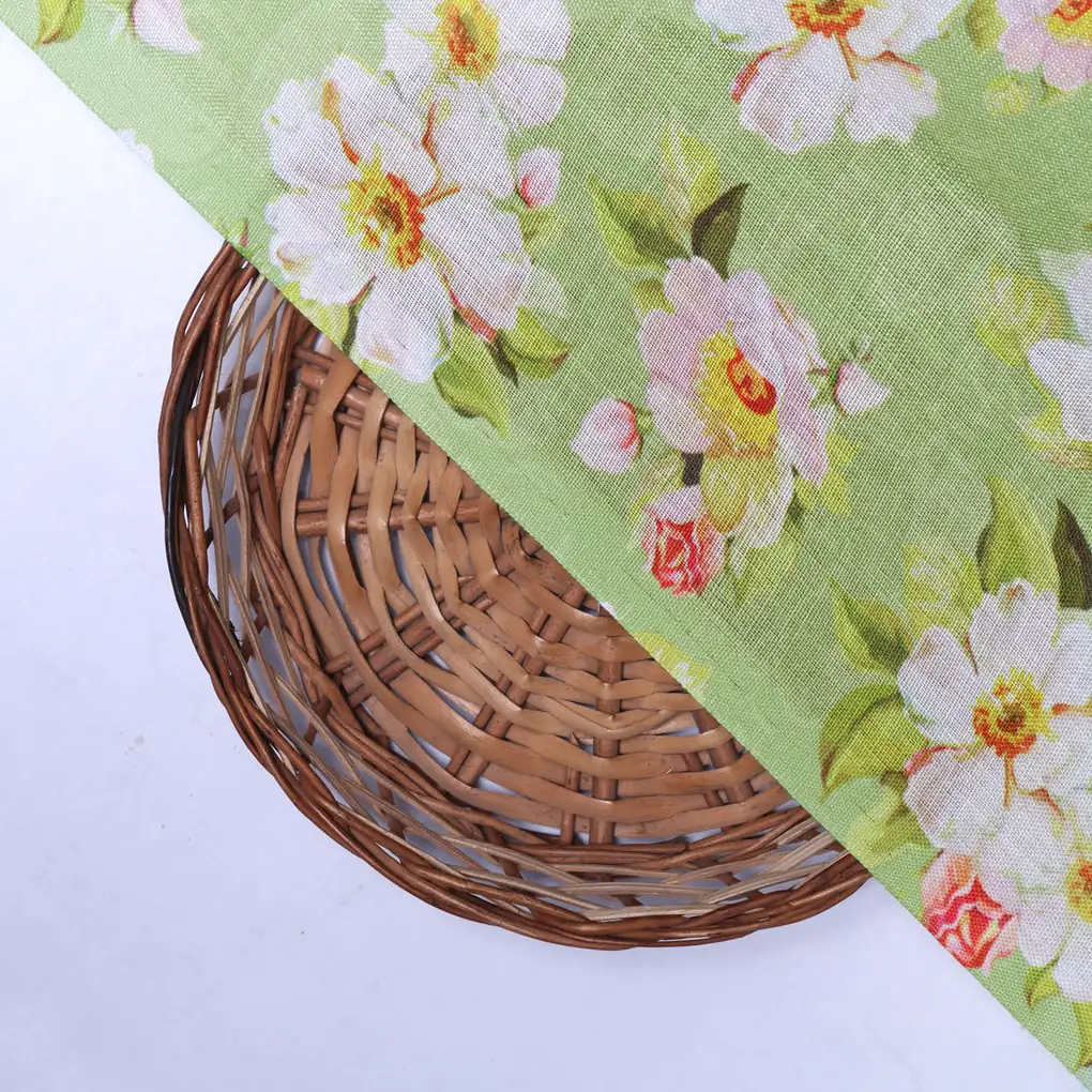 Linen Fabric with Floral Print - Image 2
