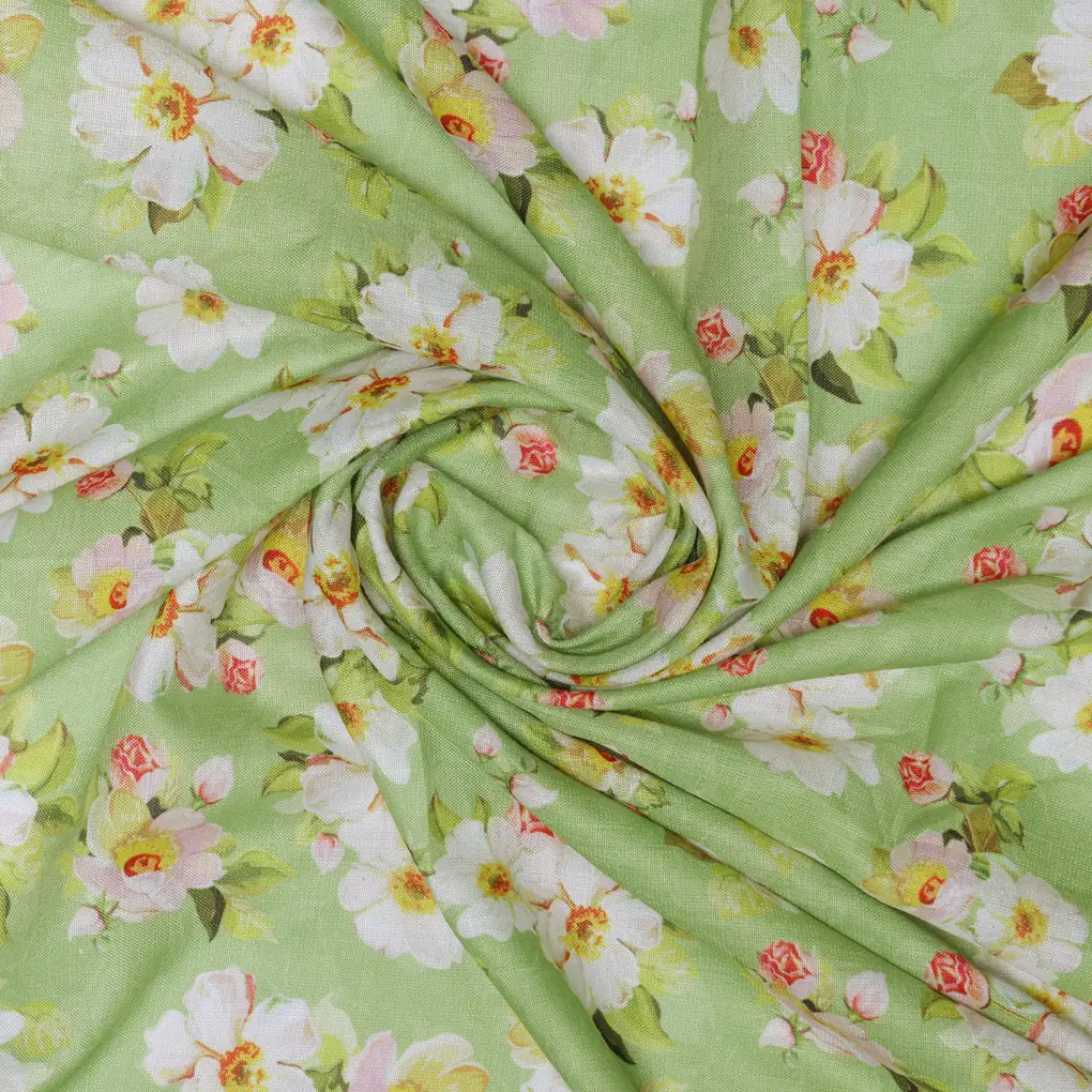Linen Fabric with Floral Print - Image 3