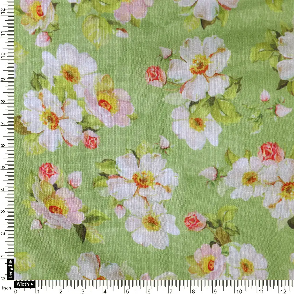 Linen Fabric with Floral Print - Image 4