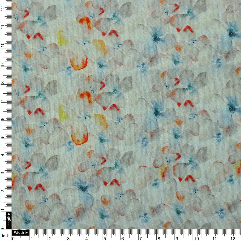 Linen Fabric with Multicolor Floral Print - Image 4