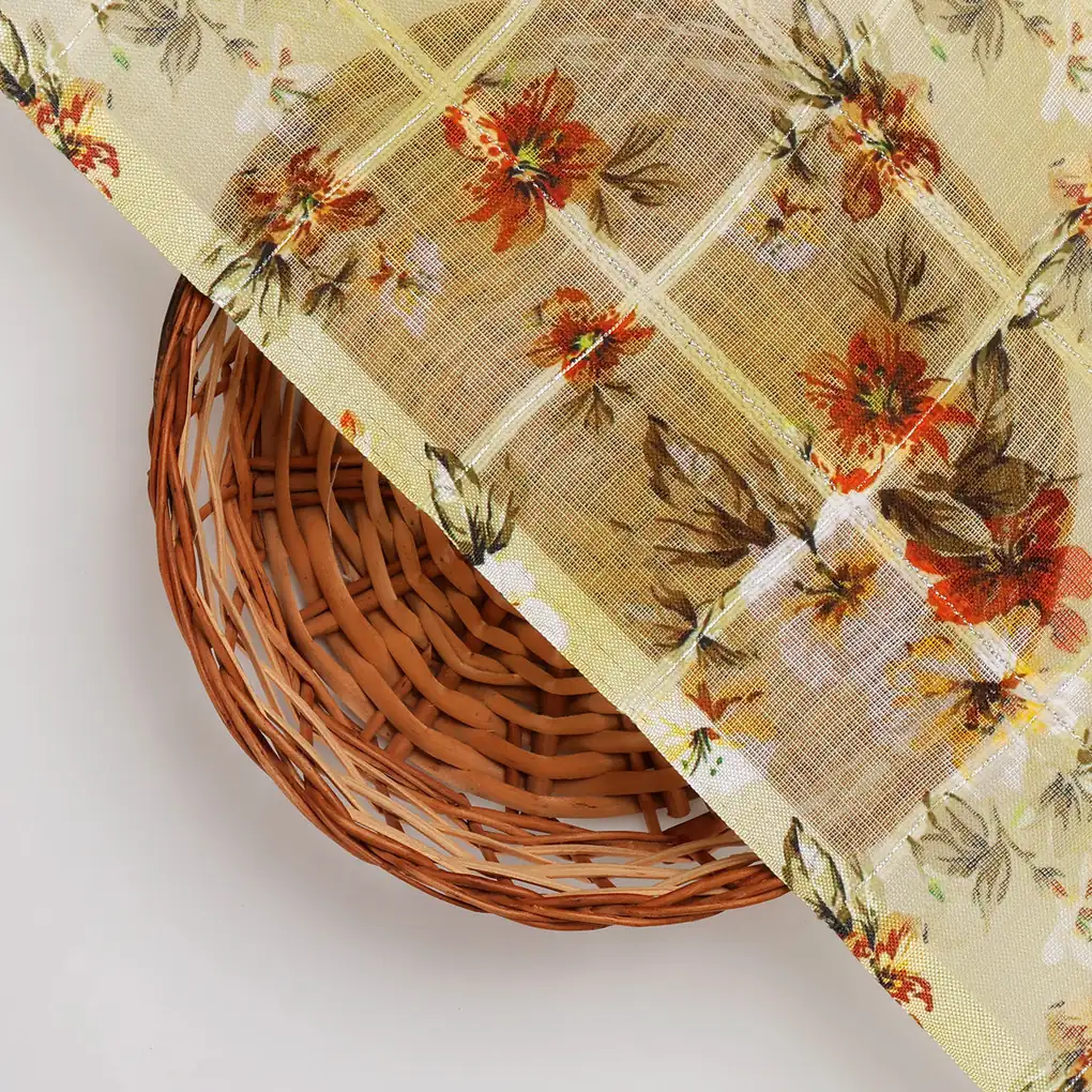 FAB VOGUE Studio Linen Look Digital Printed Polyester Fabric - Beige Floral - Image 2