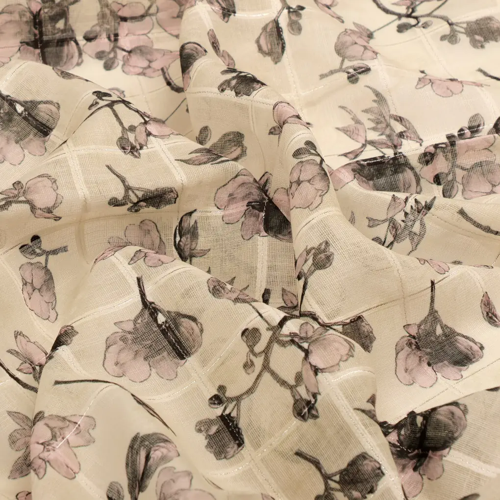 FAB VOGUE Studio Linen Look Digital Printed Polyester Fabric - Floral Pattern - Image 3