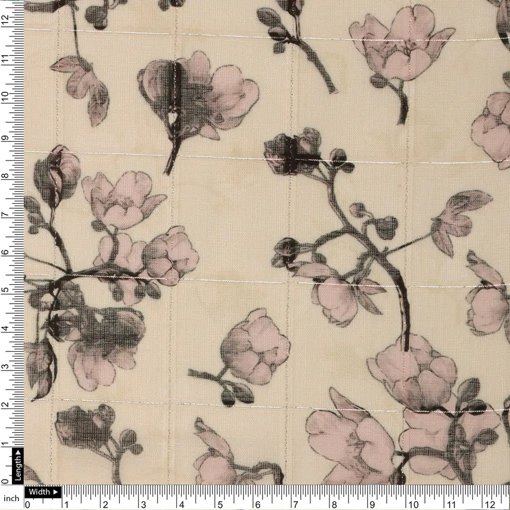 FAB VOGUE Studio Linen Look Digital Printed Polyester Fabric - Floral Pattern - Image 4
